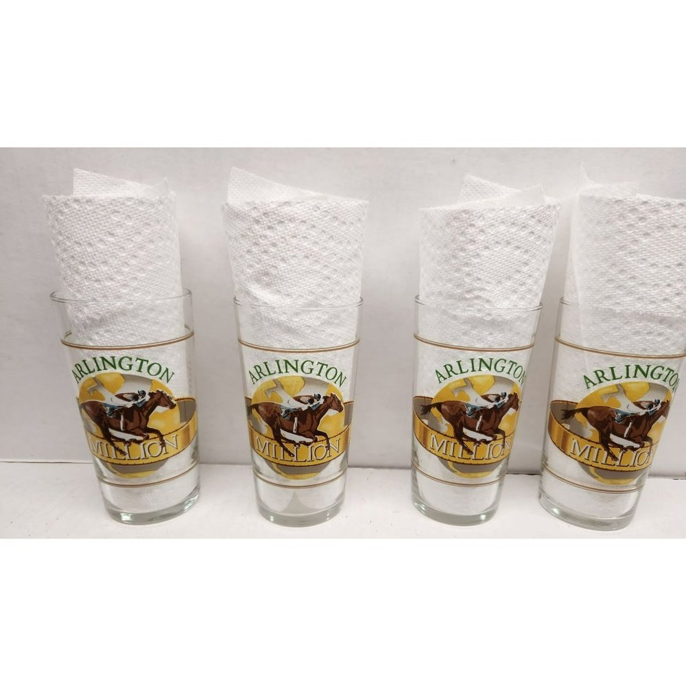 Set of 4 2008 Arlington Million Glasses -Closed Arlington Park Racecourse